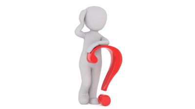 En lille figur der læner sig op ad et spørgsmålstegn